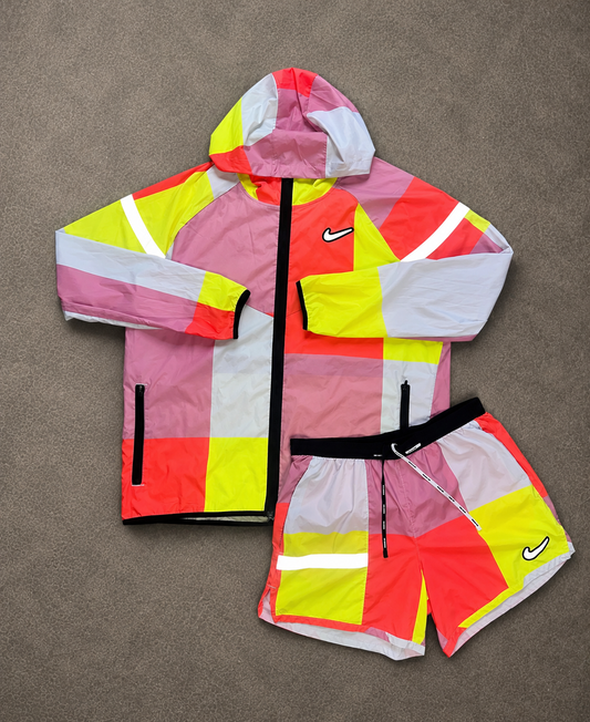 NIKE PATCHWORK WILD RUN JACKET - NEON/ PINK SET